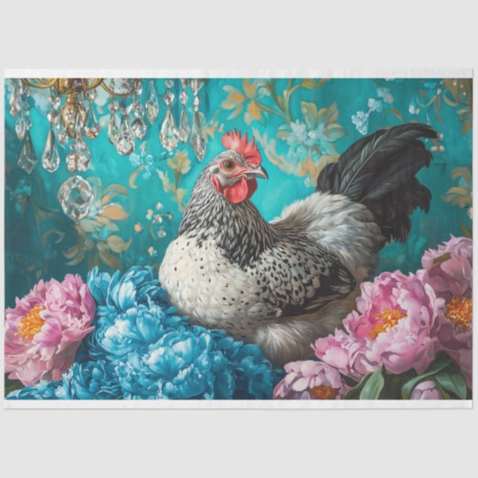 Elegante Pasen Pioenen Kroonluchter Decoupage Tissuepapier (Voorkant)