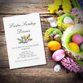 Elegante Pasen Versierde Eieren Vakantie Diner Kaart