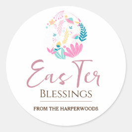 Elegante Pasen Zegeningen Paaseieren Familie Ronde Sticker