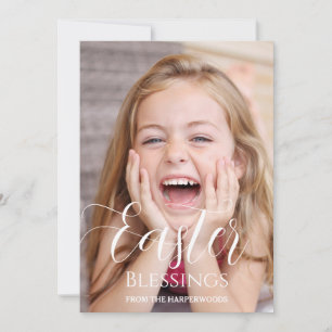 Elegante Pasen Zegeningen Paaseieren Familiefoto Feestdagenkaart