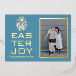 Elegante Pasen Zegeningen Paaseieren Familiefoto Folie Feestdagenkaart