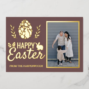 Elegante Pasen Zegeningen Paaseieren Familiefoto Folie Feestdagenkaart