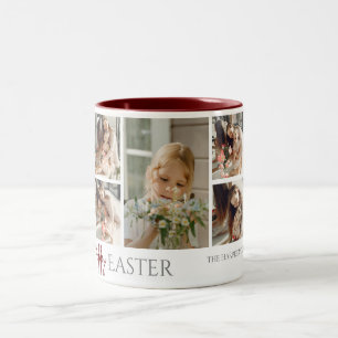 Elegante Pasen Zegeningen Paaseieren Familiefoto Tweekleurige Koffiemok