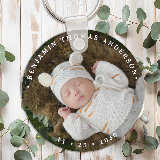 Elegante pasgeboren Baby Gepersonaliseerde eenvoud Sleutelhanger