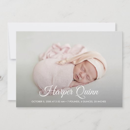 Elegante pasgeboren foto collage geboorte aankondiging (Voorkant)