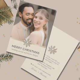 Elegante Passen getrouwd Eerste Kerstmis Fotokaart Feestdagenkaart