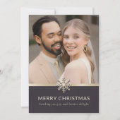 Elegante Passen getrouwd Eerste Kerstmis Platte Ka Feestdagenkaart (Voorkant)