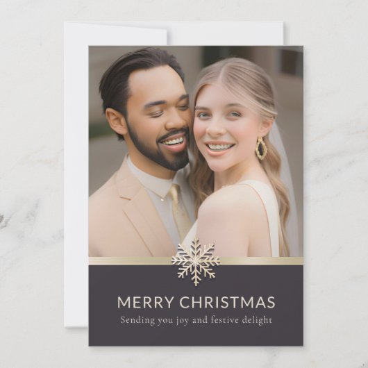 Elegante Passen getrouwd Eerste Kerstmis Platte Ka Feestdagenkaart (Voorkant)