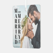 Elegante Passen getrouwd Foto Getrouwd Vrolijk Ker Metalen Ornament (Voorkant links)