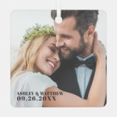 Elegante Passen getrouwd Foto Getrouwd Vrolijk Ker Metalen Ornament (Achterkant)