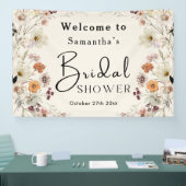 Elegante Pastakleurige Boho Wilde Bloemen Moderne  Spandoek (Beurs)