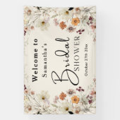 Elegante Pastakleurige Boho Wilde Bloemen Moderne  Spandoek (Verticaal)