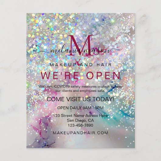 Elegante Pastel Alcohol Inkt Holografische Glitter Flyer (Voorkant)