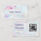 Elegante pastel alcohol inkt trendy modern visitekaartje (Voorkant / Achterkant)