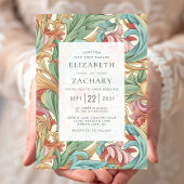 Elegante pastel Art Nouveau Botanische bruiloft Kaart