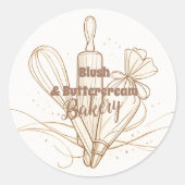 Elegante Pastel Bakkerij Branding Ronde Sticker (Voorkant)