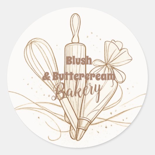 Elegante Pastel Bakkerij Branding Ronde Sticker (Voorkant)