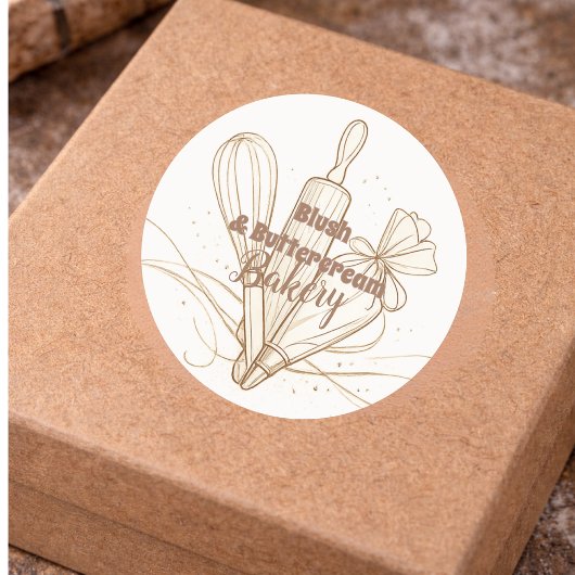 Elegante Pastel Bakkerij Branding Ronde Sticker