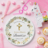 Elegante Pastel Bautizo Amarillo Bebé Papieren Bordje (Feest)