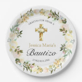 Elegante Pastel Bautizo Amarillo Bebé Papieren Bordje (Voorkant)