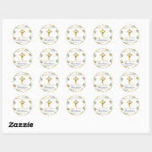 Elegante Pastel Bautizo Amarillo Bebé Ronde Sticker (Vel)