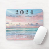 Elegante Pastel Beach Sunset 2024 Jaar Kalender Muismat (Met muis)