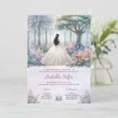 Elegante pastel betoverd bos Quinceañera Kaart (Staand voorkant)