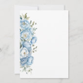 Elegante Pastel Blauwe Waterverf Bloemenbruiloft Kaart (Achterkant)