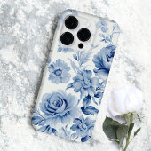 Elegante Pastel Blauwe Waterverf Rozen Case-Mate iPhone Case