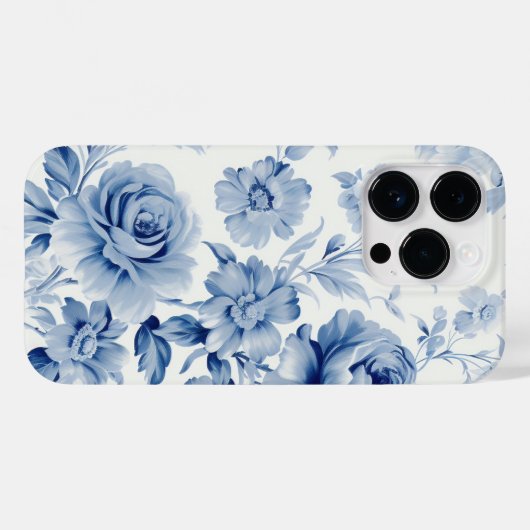Elegante Pastel Blauwe Waterverf Rozen Case-Mate iPhone Case (Achterkant (horizontaal))
