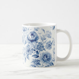 Elegante Pastel Blauwe Waterverf Rozen Koffiemok
