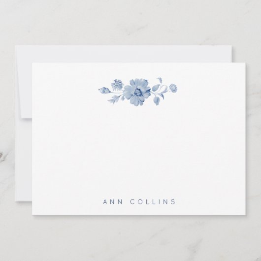 Elegante Pastel Blauwe Waterverf Rozen Notitiekaartje (Voorkant)