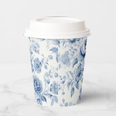 Elegante Pastel Blauwe Waterverf Rozen Papieren Bekers (Links)