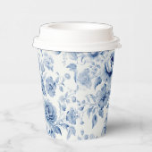 Elegante Pastel Blauwe Waterverf Rozen Papieren Bekers (Rechts)