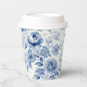 Elegante Pastel Blauwe Waterverf Rozen Papieren Bekers (Voorkant)