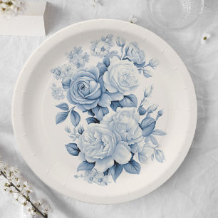 Elegante Pastel Blauwe Waterverf Rozen Papieren Bordje