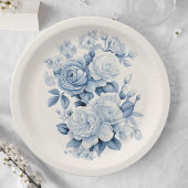 Elegante Pastel Blauwe Waterverf Rozen Papieren Bordje