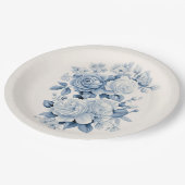 Elegante Pastel Blauwe Waterverf Rozen Papieren Bordje (Gekanteld)