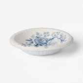 Elegante Pastel Blauwe Waterverf Rozen Papieren Kommen (Gebogen)