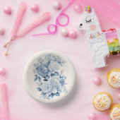 Elegante Pastel Blauwe Waterverf Rozen Papieren Kommen (Feest)