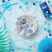 Elegante Pastel Blauwe Waterverf Rozen Papieren Kommen (Feest)