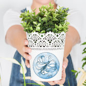 Elegante Pastel Blauwe Witte Lelie Watercolor Naam Ronde Sticker