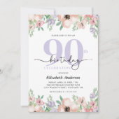 Elegante Pastel Bloem 90e Verjaardag Kaart (Voorkant)