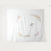Elegante Pastel Bloem Boho Monogram Huwelijk Wandkleed (Voorkant (horizontaal))