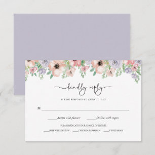 Elegante Pastel Bloem Feest Antwoordkaart Informatiekaartje