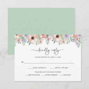 Elegante Pastel Bloem Feest Antwoordkaart RSVP Kaartje