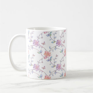 Elegante Pastel Bloem Mozaïek Vlinder Koffiemok