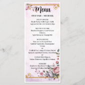 Elegante Pastel Bloem Roze Lavendel Bloem Goud Menu (Voorkant)