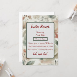 Elegante Pastel Bloemachtige Paasbrunch Uitnodigin Kaart