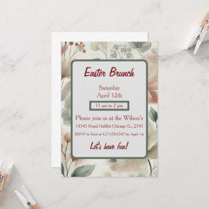 Elegante Pastel Bloemachtige Paasbrunch Uitnodigin Kaart